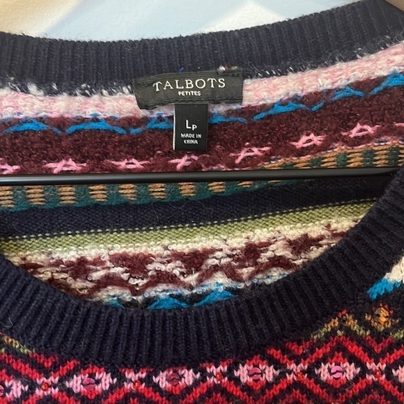 Talbots Jeweled Beaded Fair Isle Nordic Stripe Sweater LP - Picture 4 of 7